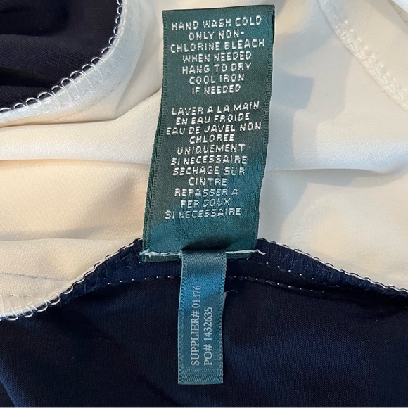 NWT Lauren Ralph Lauren Sz 8
Navy White Sheath Dress Ruched Waist Color Block - Picture 8 of 11